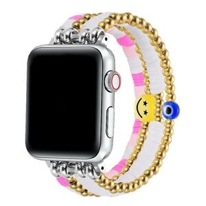 Bestie Beaded Band for Apple Watch 4-Strand 4 Connector Pink Gold Silver NEW NIB